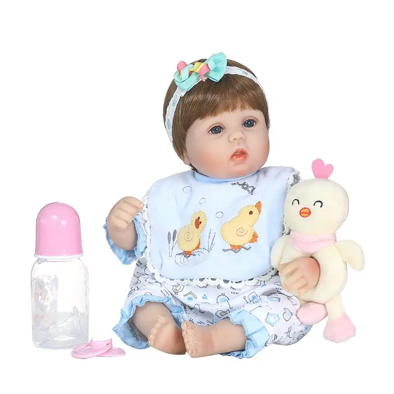 

Newborn Baby Gift Soft Vinyl Silicone Doll Lifelike Baby Simulation Doll Basket Pillow Mini Chick Cute Toys for Kids Playmate