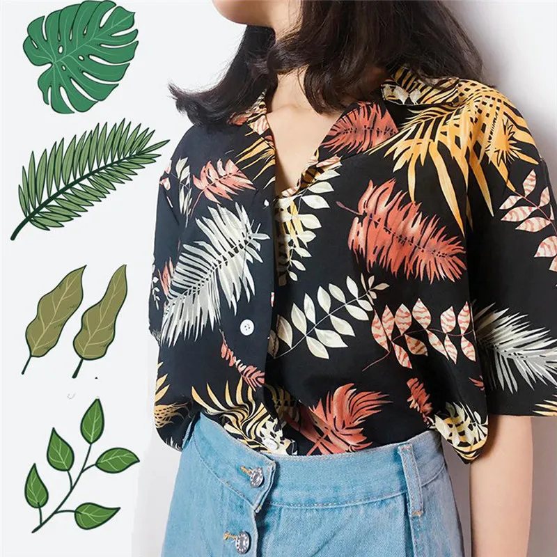 hirigin New Chiffon Womens Casual One size Blouses Female Hawaiian Fashion Floral Short Sleeve Shirts Ladies Summer Loose Tops hirigin New Chiffon Womens Casual One size Blouses Female Hawaiian Fashion Floral Short Sleeve Shirts Ladies Summer Loose Tops