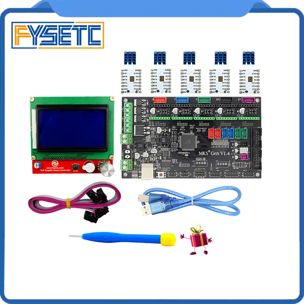 

Gen V1.4 3D printer kit with Gen V1.4 board + 5PCS TMC2100 Driver/DRV8825/A4988 Driver+ 12864 Graphic LCD