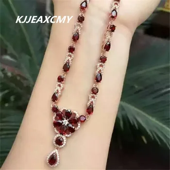 

KJJEAXCMY Fine jewelry, S925 Sterling Silver Natural Crystal Garnet Necklace, female jewelry, women's Necklace Pendant