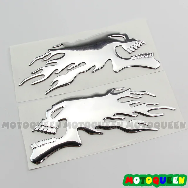 Emblema Teschio KS 115 Adesivi 3D In Silicone Teschio KS 115 - Set Di 2, Adesivi Universali Per Moto, Auto, Caschi, Garanzia 8-10 Anni Emblema Teschio 3d