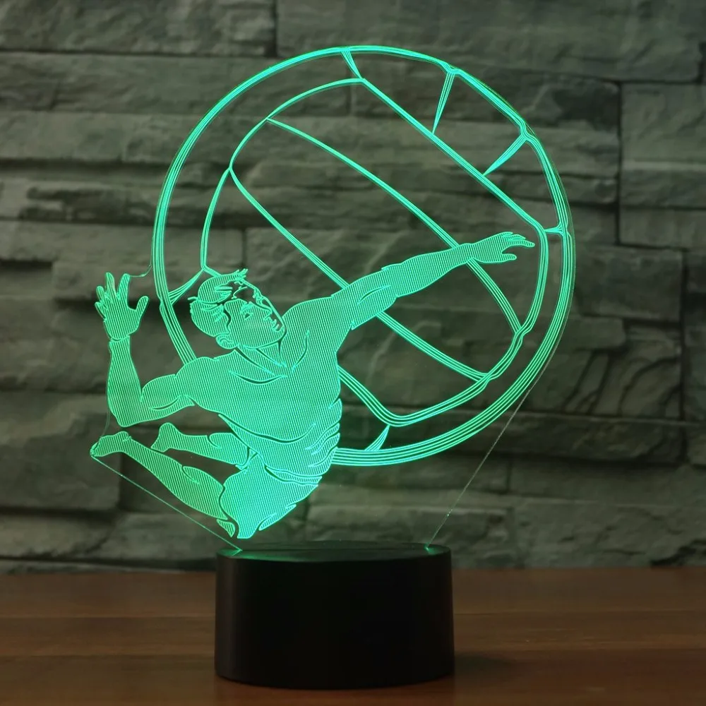 3D светодиодный настольный светильник для игры в волейбол, 7 цветов, меняющий Ночной светильник, светильник с сенсорной кнопкой, детский подарок, декор для спальни
