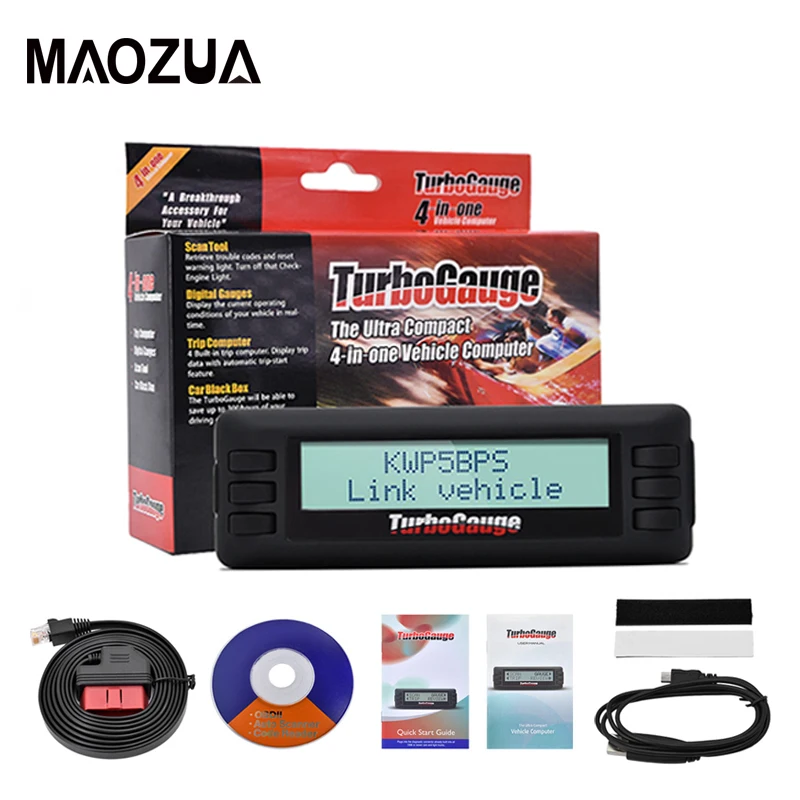 

Auto Trip Computer Turbo Gauge IV OBDII/EOBD Scan Tool Digital Gauge 4 in 1 Vehicle Computer