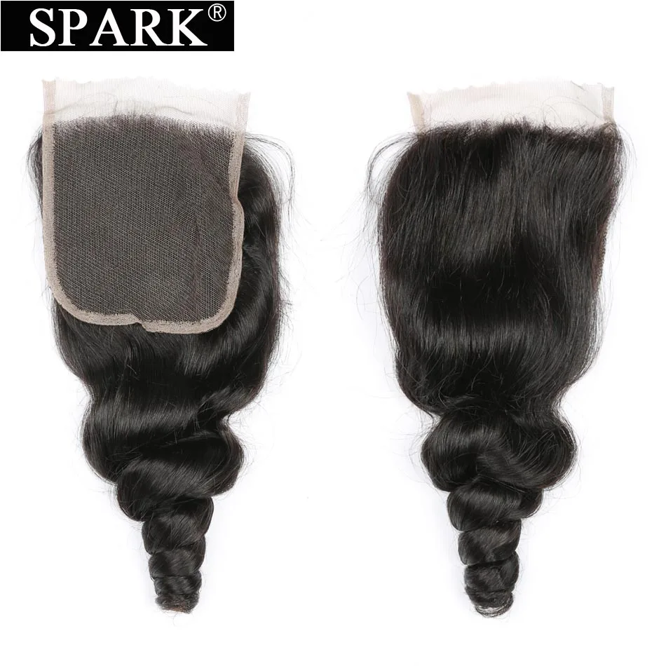 Buy Brazilian Loose Wave Lace Closure 4x4 Free/Middle