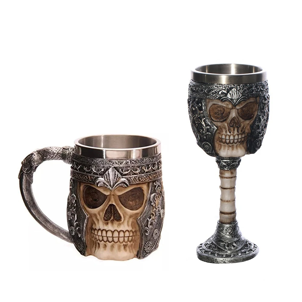 

1Piece Resin Skull Mug Tankard Striking Skull Warrior Tankard Viking Skull Beer Mug Gothic Helmet Drinkware Vessel