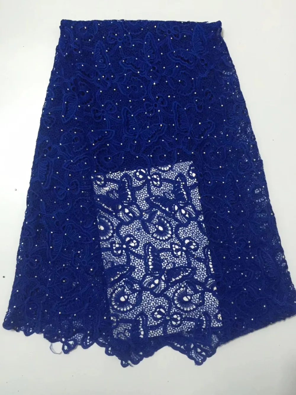 

Latest Fashion African Lace Fabric High Quality African Cord Lace With Rhinestones Nigerian Guipure Lace Fabrics For Women