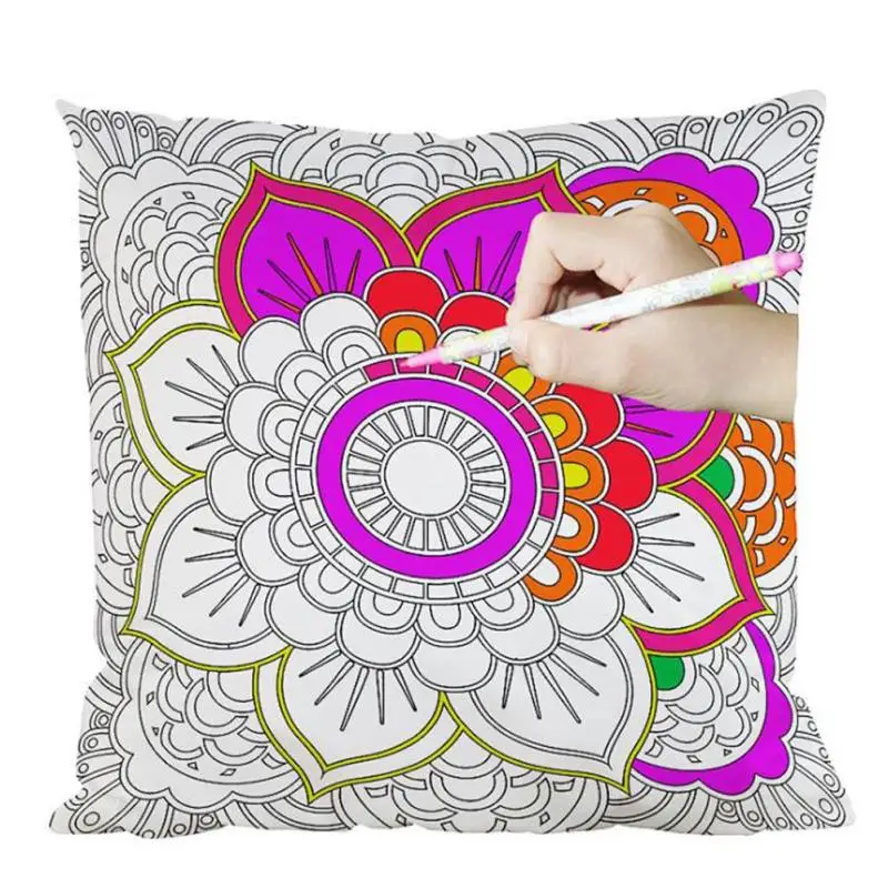 DIY Coloring Empty Pillowcase Handicraft Painting Square Drawing