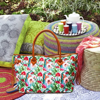 

Wholesale Domil Endless Cactus Series Tote Bag Aztec Print Canvas String Tote Large Shopping Bag DOM1044