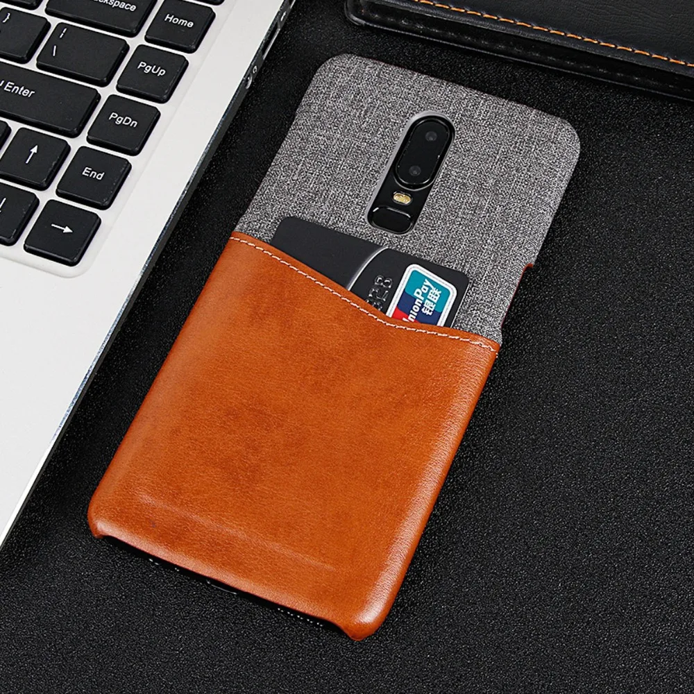 

Oneplus 6T Case Fashion Flip Cotton Fabric PU Leather Protective Phone Cover for Oneplus 6 One Plus 6T Case with Card Slot