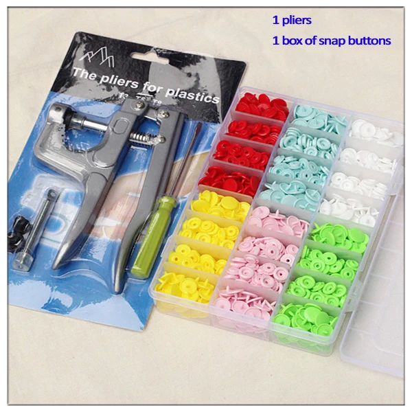 1 Set Snap Plier &amp box of 180 T5 button fastener plastic Resin Buttons hand press tool Pliers 002 | Дом и сад