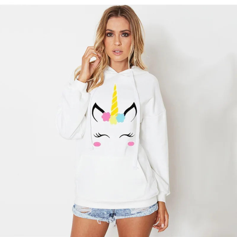 

Hoodies womens hot sales cartoon unicorn hooded woman top casual pullover female sweatshirts harajuku womens clothing gothic