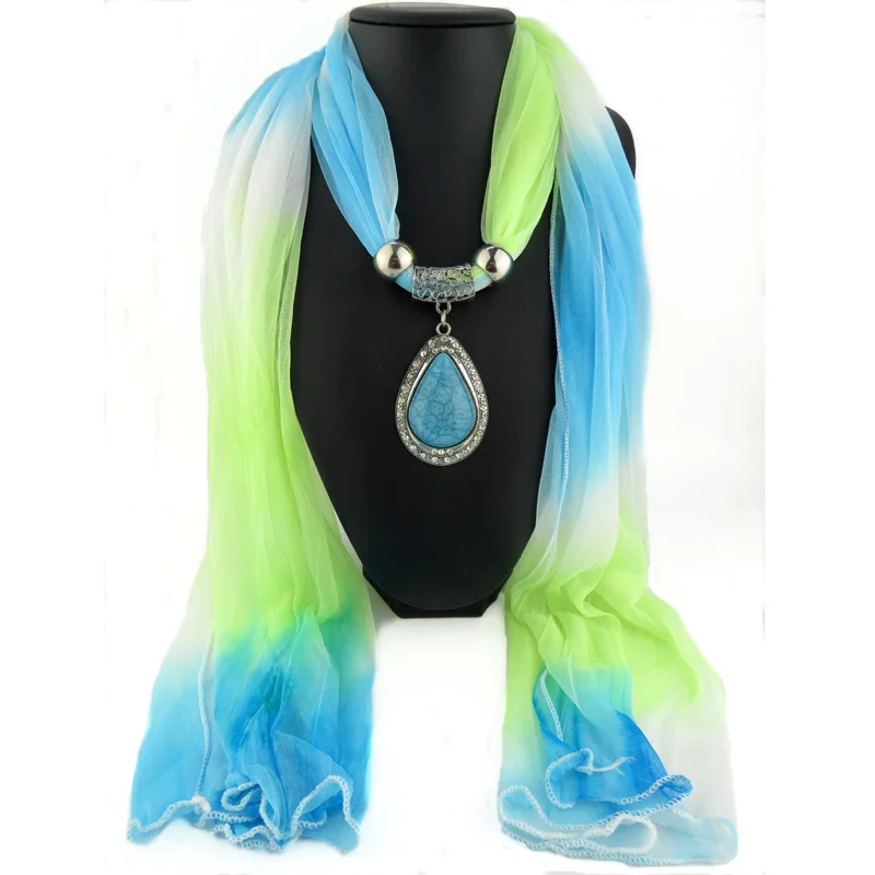 Scarf Necklaces for Women 2017 Charms Scarf Water Drop Pendant Scarf