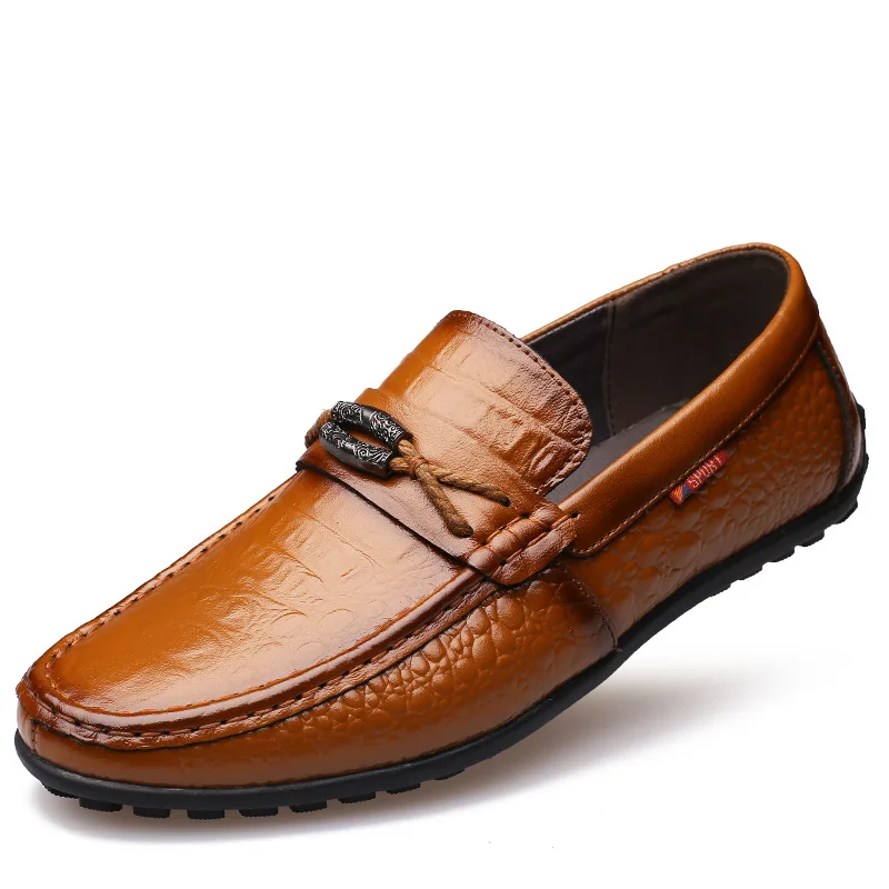 

new arrive men casual business wedding dress breathable genuine leather shoes crocodile grain slip-on driving oxford shoe loafer