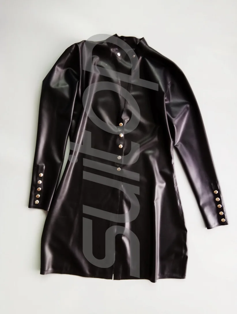 New Women's latex rubber jackets coats hips long