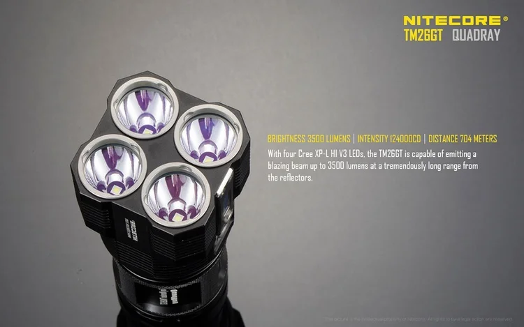 NITECORE крошечный Монстр TM26GT 704 м дальность луча 3500Lm светодиодный O светодиодный дисплей охотничий фонарь фонарик+ 4*3400 мАч батарея