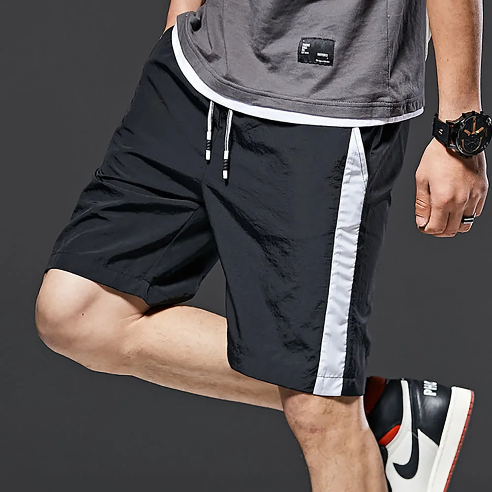 AudWhale мужские хлопковые шорты летние с высокой талией однотонные, до колена повседневные Компрессионные шорты мужские хлопковые шорты на шнурке