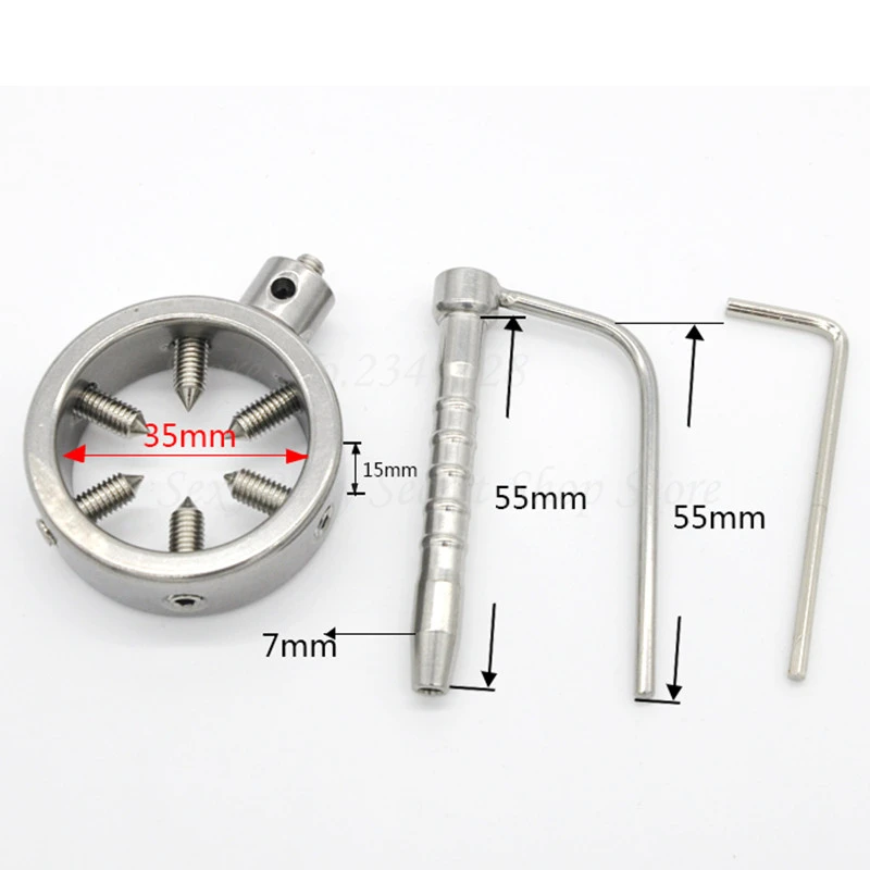 304 Stainless Steel Penis Rings With Urethral Sound Plug,Male Chastity Device,Scrotum Testicle Lock,Cock Clamp Sex Toys For Men