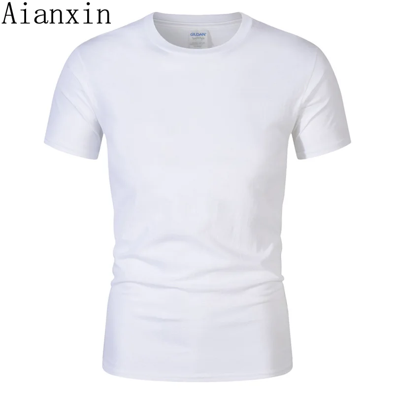

AIANXIN brand New Solid color T Shirt Mens Black White Red 100% cotton T-shirts Summer Skateboard Tee Boy Hip hop Tshirt Tops