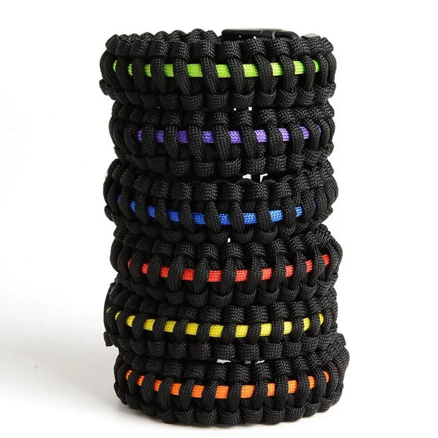 

Whalesale thin blue line custom color survival paracord handmade bracelet