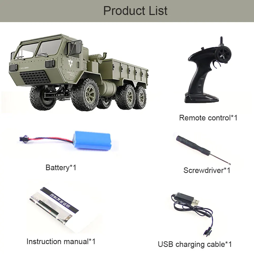 FY004 RC грузовик 1/16 2,4G 6WD RC модельная игрушка автомобиль внедорожный военный грузовик дистанционное управление приспособление для скалолазания игрушка RC truck