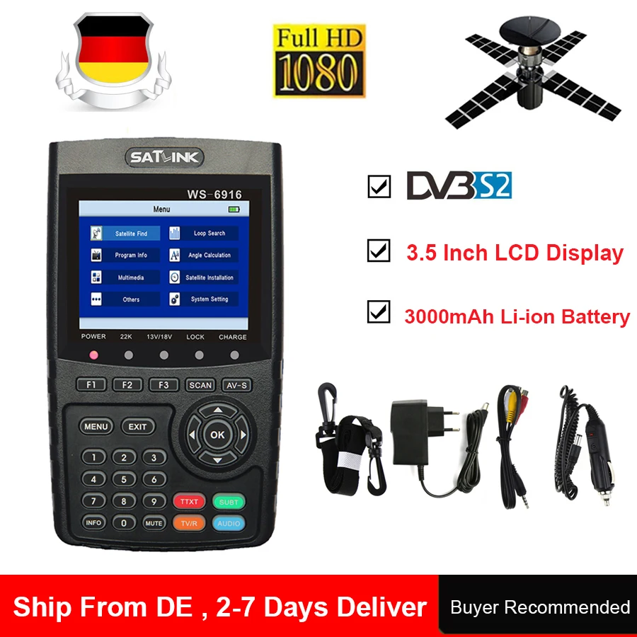 

Original Satlink WS-6916 Satellite Finder LNB DVB-S2 FTA CKU Band Satlink Digital Satellite Finder Meter WS6916 MPEG4 Sat Finder