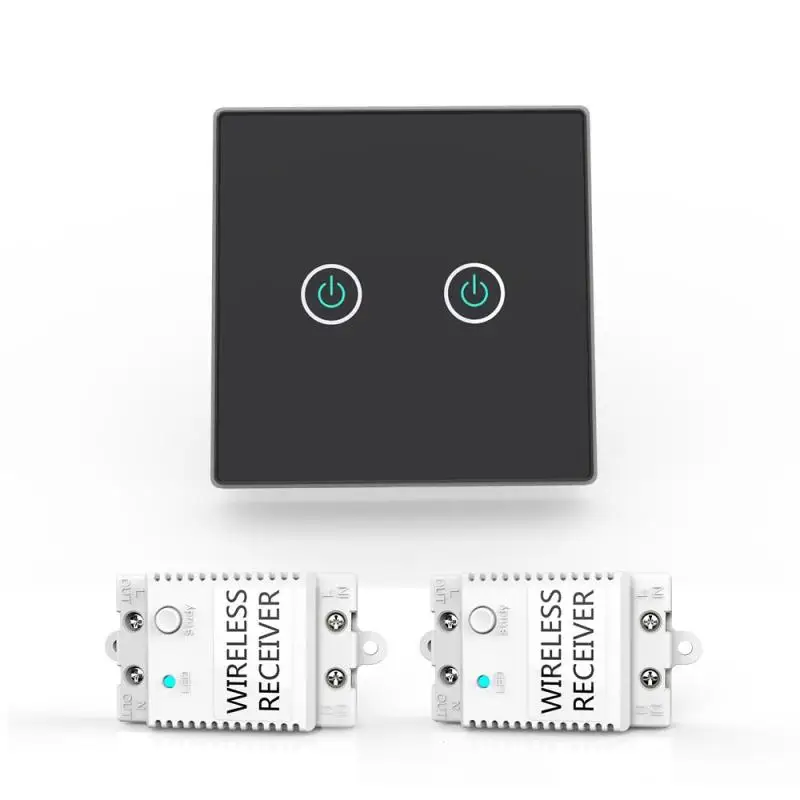 LEMAIC 2 Gang Wireless Lights Switch Kit 433MHz RF Remote Control 2CH