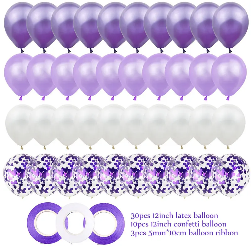 40pcs Happy Birthday Weeding Baby Shower Decorations Party Latex Balloons 10-inch Blue Pink Confetti Balloons Party Favors - Цвет: Purple