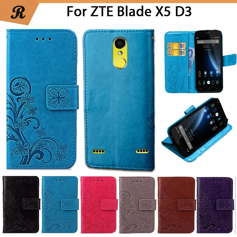 Чехол книжка из ПУ кожи с ремешком для ZTE Blade X5 D3|flip case|leather caseprint case |