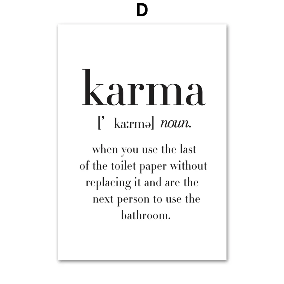 Papier Toilette Karma Citation Drole Affiche Murale Toile Peinture Affiches Et Imprimes Nordiques Images Murales Pour Decor De Salle De Bain Aliexpress Mobile