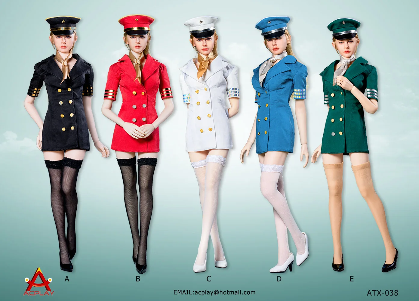 

[Estartek] ACPLAY ATX038 1/6th Sexy Female Flight Suit Aviator Pilots Costume for 12inch Female Action Figure Cosplay Doll DIY