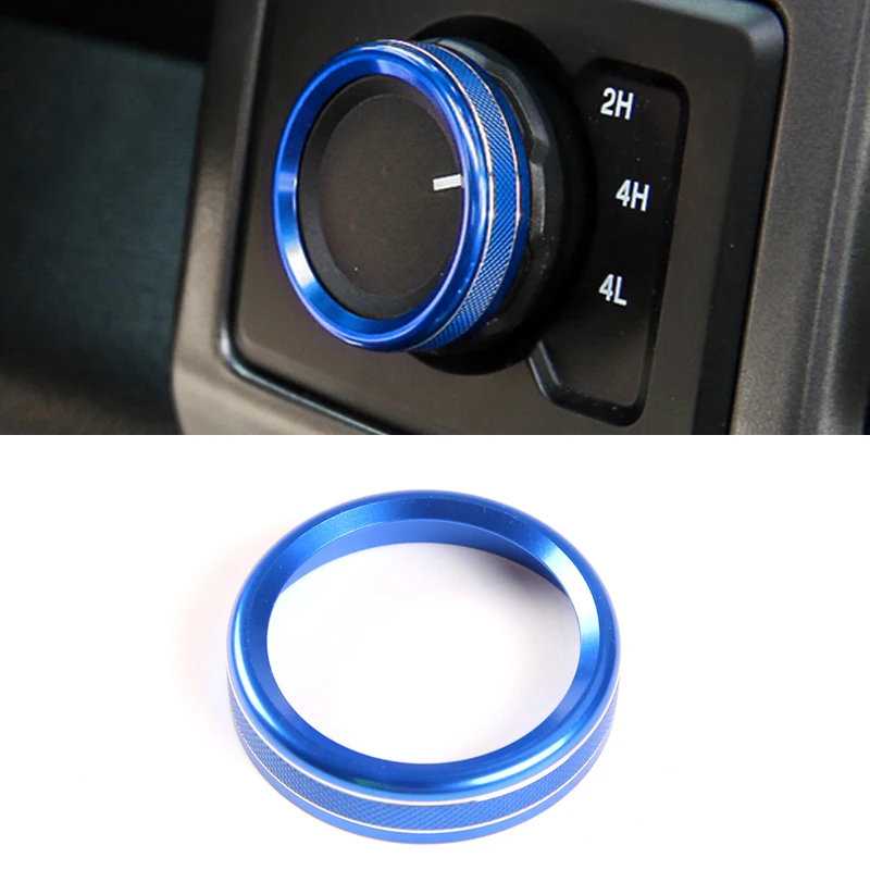 AlluminiumAlloyRedBlueInteriorFourWheelDriveKnobCoverTrim1