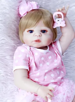 

Bebes reborn blond hair girl full silicone reborn baby dolls 23"57cm real baby doll toys for child bonecas reborn