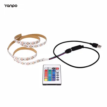 

USB LED strip 5050 RGB Flexible Light 50CM 1M 2M TV Background Lighting RGB LED strip Adhesive Tape Cuttable With 24Key Control