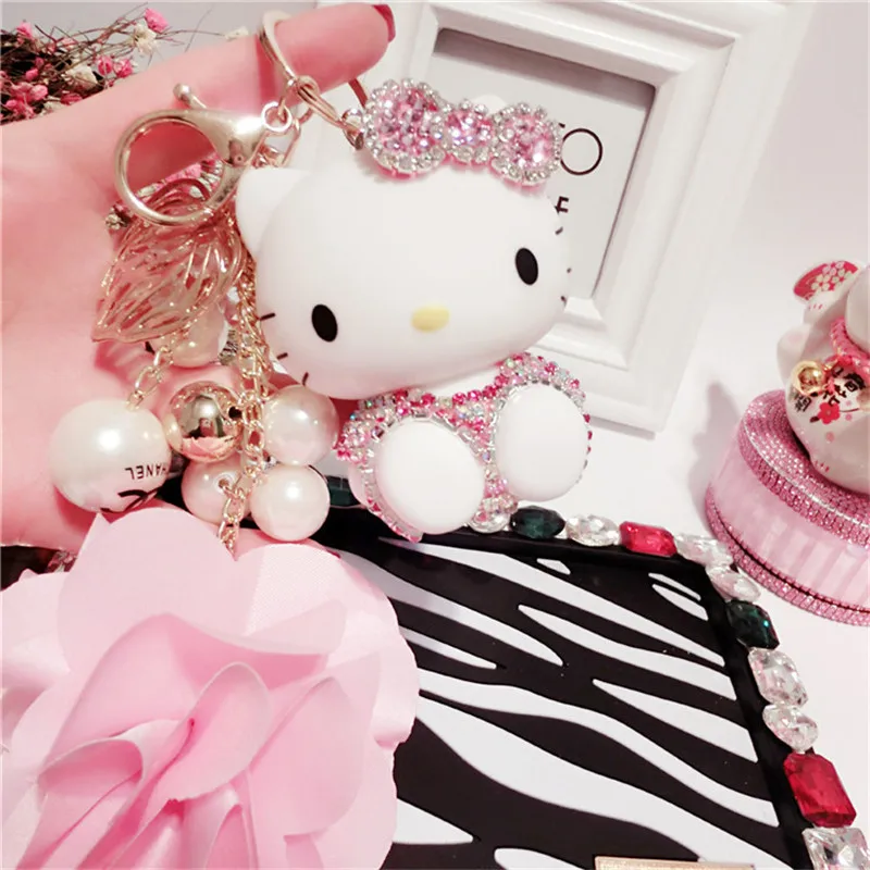 

Fashion HELLO KITTY Cartoon Keychain Rhinestone Keyring Bag Pendant Keychain Car Pendant Key Chain W188