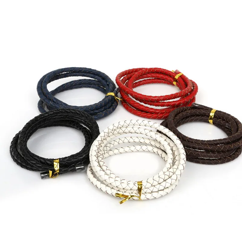 

5mm 1Meter/lot enuine Leather Round Braided Beading Rope Cord String DIY Accessories for Necklace Bracelet Jewelry Supplies