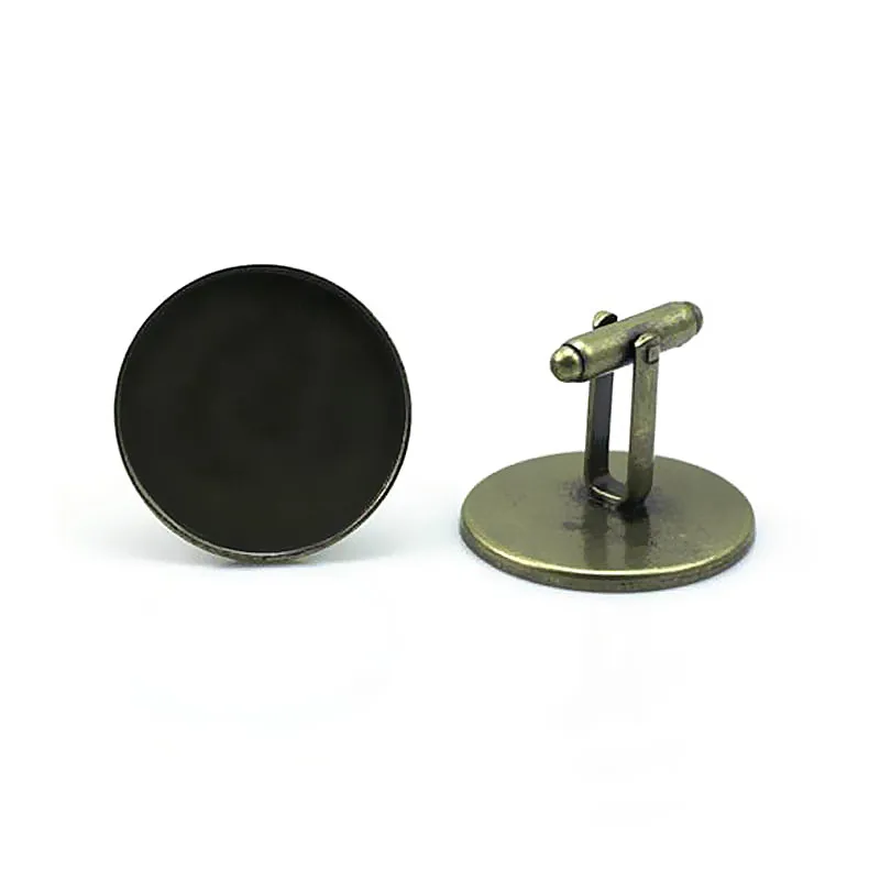

Antique Bronze tone Plated Bezel tray Settings Cufflinks Cuff Links Bases Blank DIY Findings fits 16mm Round Cabochons Wholesale