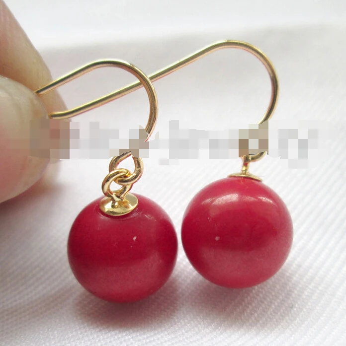 

FREE SHIPPING>>> free shipping 09260 perfect round red coral earring