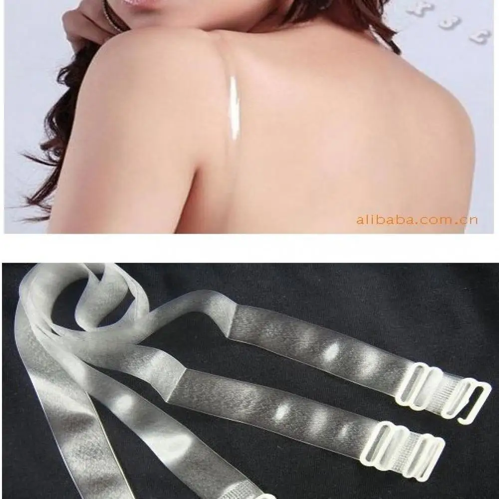1 Pair Ladies Bra Shoulder Straps Adjustable Invisible Transparent
