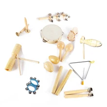 12 типов детских инструментов Набор детских дошкольных ритмов Ударные музыкальные деревянные игрушки набор инструментов