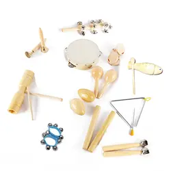 12 видов Детские Инструменты Комплект Дети дошкольного ритм ударный музыкальный деревянная игрушка Инструменты комплект