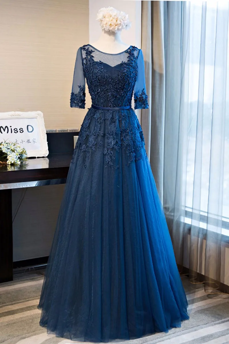 ANGELSBRIDEP с коротким рукавом платье подружки невесты длинные Robe Demoiselle D'honneur модные, прозрачные шея аппликация женское платье знаменитости вечерние