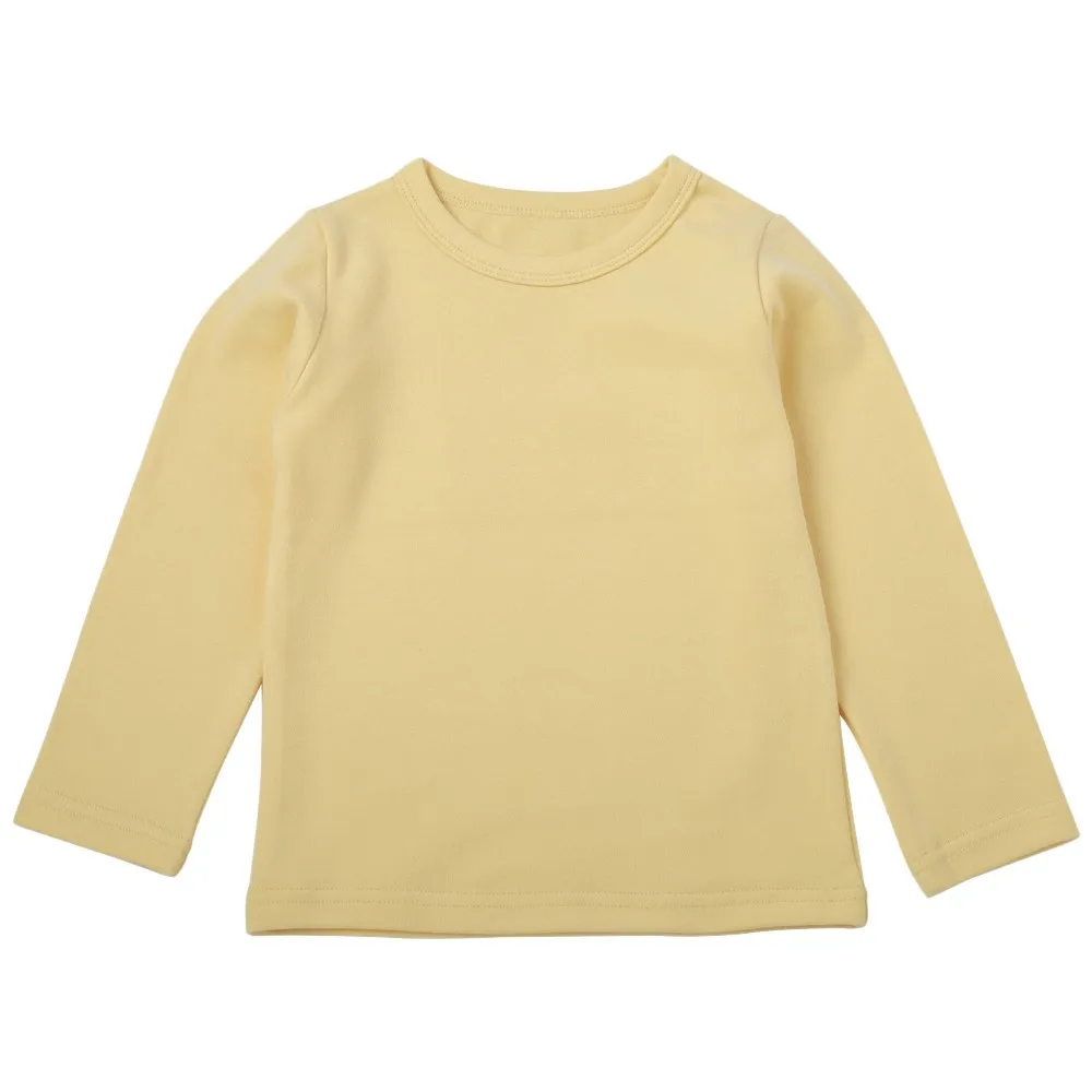 MUQGEW/Детская осенняя футболка детская Однотонная футболка с рисунком для маленьких девочек и мальчиков топы для малышей, Детские рубашки с длинными рукавами футболка, повседневная одежда - Цвет: Yellow