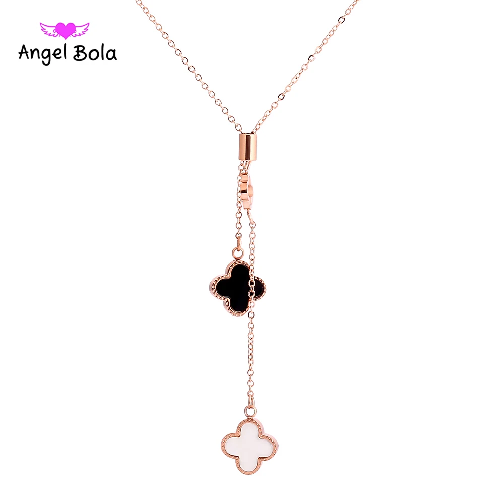 

Trendy Cute Romantic Lucky Clover Pendants Necklaces for Women Girl Rose Gold Exquisite Fashion Birthday Festival Gift