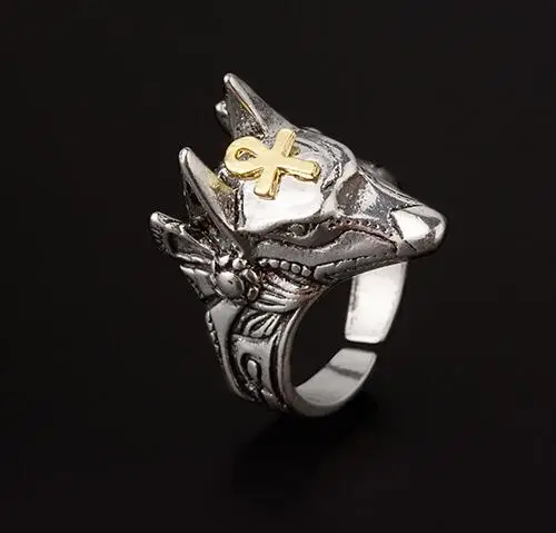 

Adjustable Vintage Egypt Cross Anubis God Egyptian Beast Ring Chunky Stainless Alloy Biker Rock Rap Punk Rock Hip Hop Gothic Men