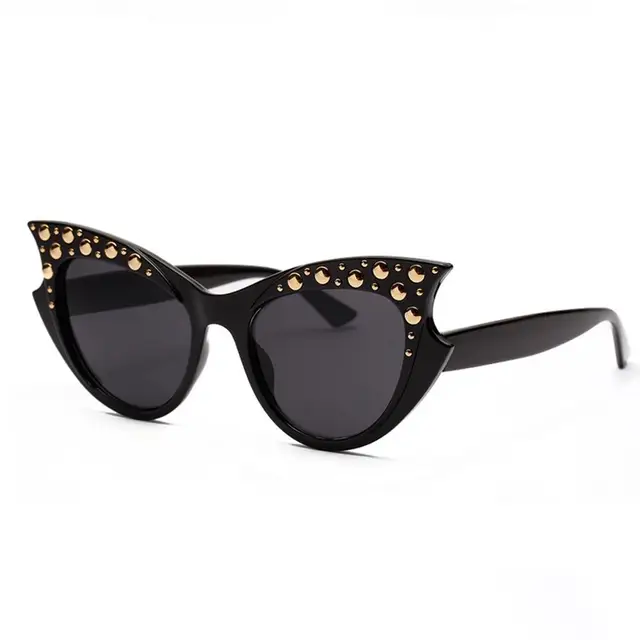 Hot Sale Women Cat Eye Sunglasses 2018 Metal Dots Brand