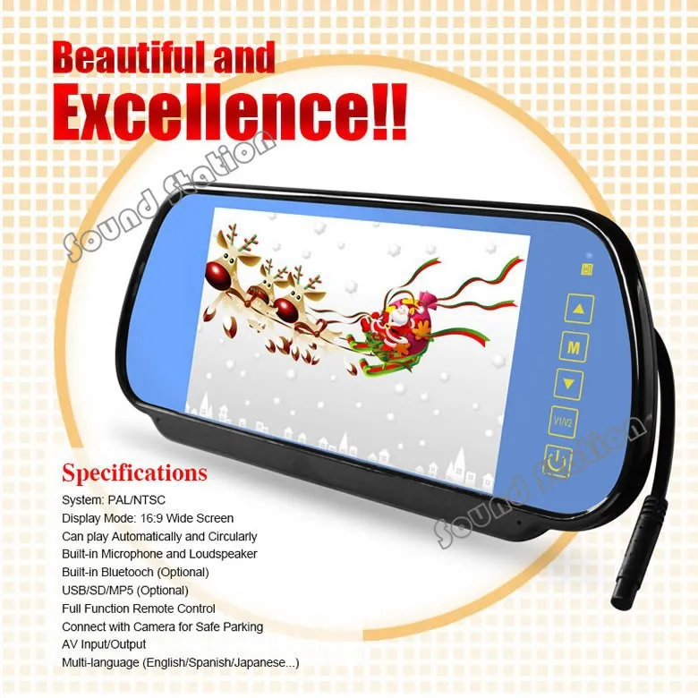 Зеркало заднего вида с цветным ЖК дисплеем 7 дюймов|car voltage monitor|monitor advancecar barriers for