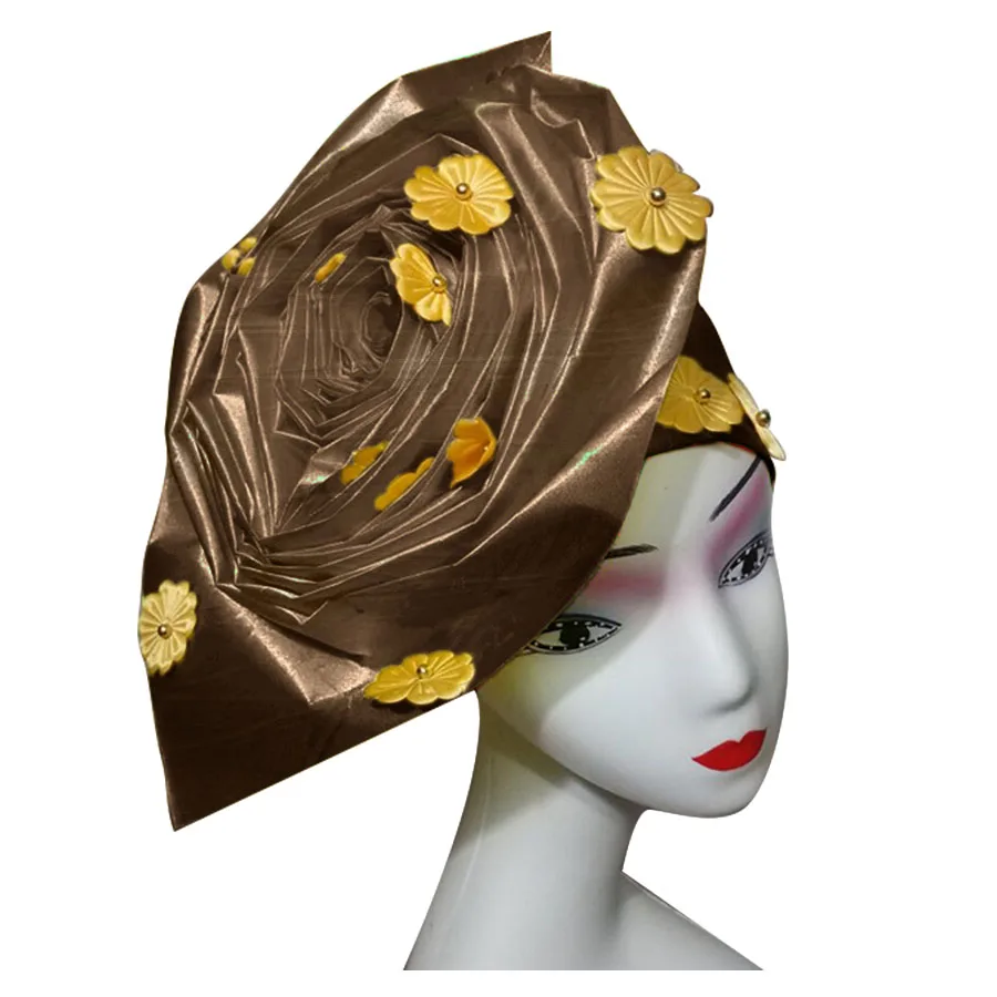 Auto gele nigerian gele headtie already made auto hele turban cap african aso ebi aso oke headtie 2018 (9)