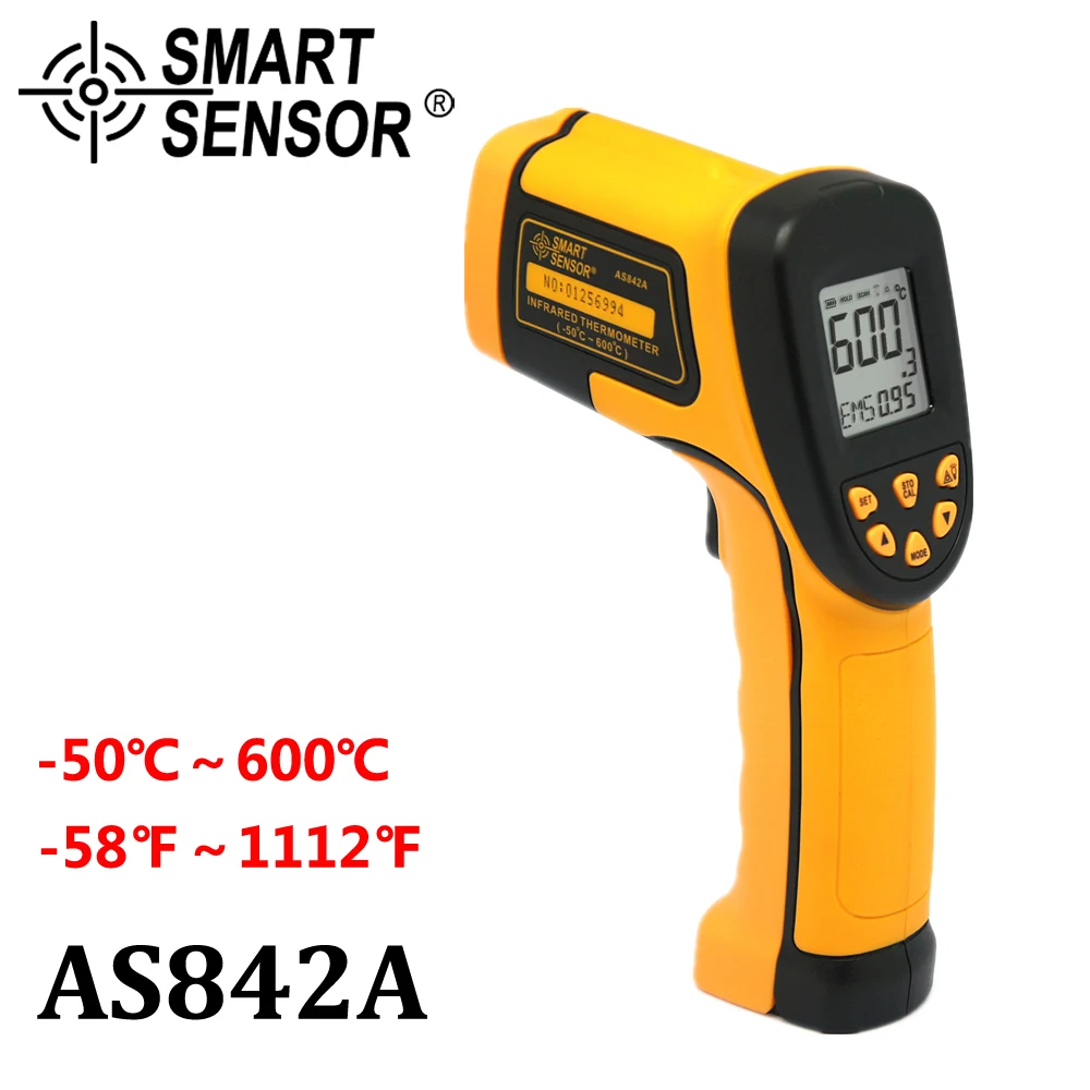 

SmartSensor Digital thermometer Infrared Thermometer temperature gun instrument Pyrometer Measuring Thermometer AS842A -50~600C