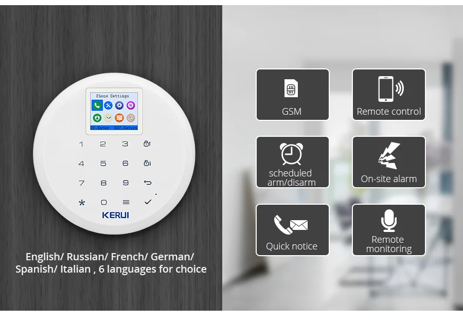 KERUI, новая модель G17, беспроводная система домашней безопасности, GSM сигнализация, iPhone, IOS, Android, приложение, управление, экономичные комплекты охранной сигнализации