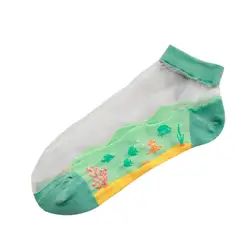 Милые носки Harajuku женские летние модные короткие прозрачные хлопковые носки до щиколотки с рисунком из мультфильма Y523